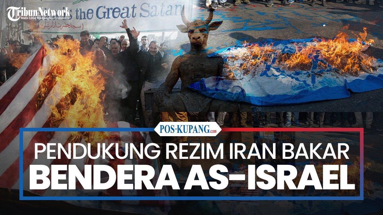 Bendera AS dan Israel Dibakar Pendukung Khamenei saat Rally Peringatan Revolusi di Iran