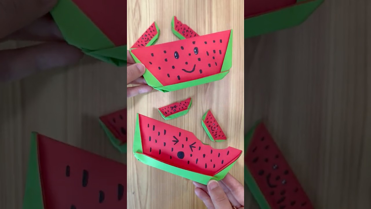 Easy Watermelon Paper Craft  🍉🍉🍉 #kidseducation #handcraft #origami  #preschoollearning #art