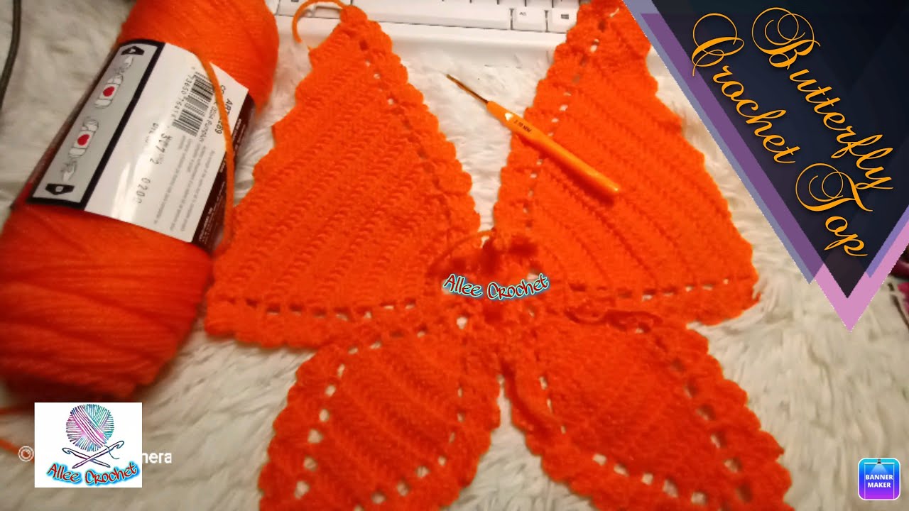 BUTTERFLY CROCHET TOP step by step with english voice tutorial #crochet  #butterfly