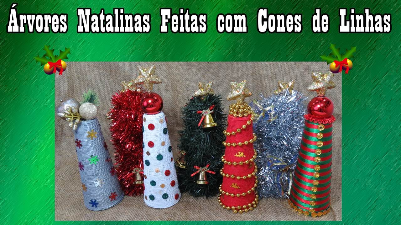 Árvores Natalinas feitas com Cones de Linha
