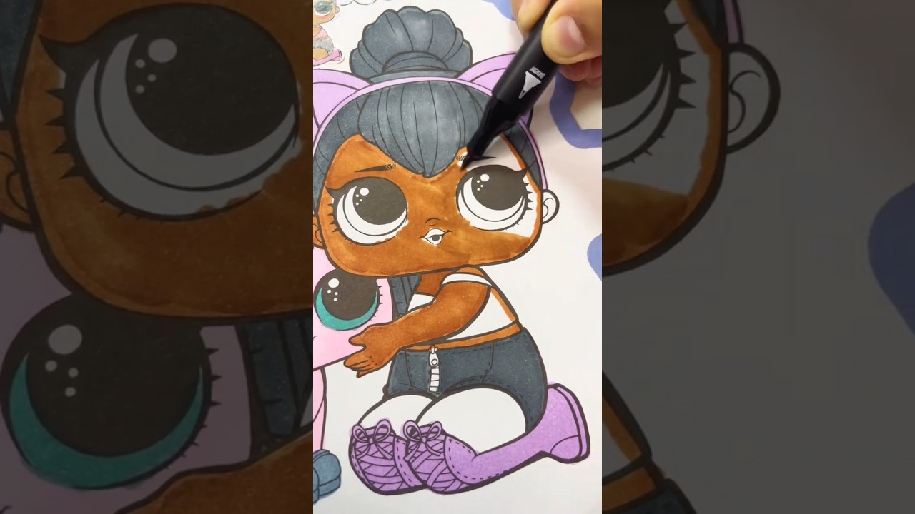 LOL Doll Surprise Coloring with cute Kitty 🖍️🐾 #shorts #lol #markercoloring #loldoll #learncolors