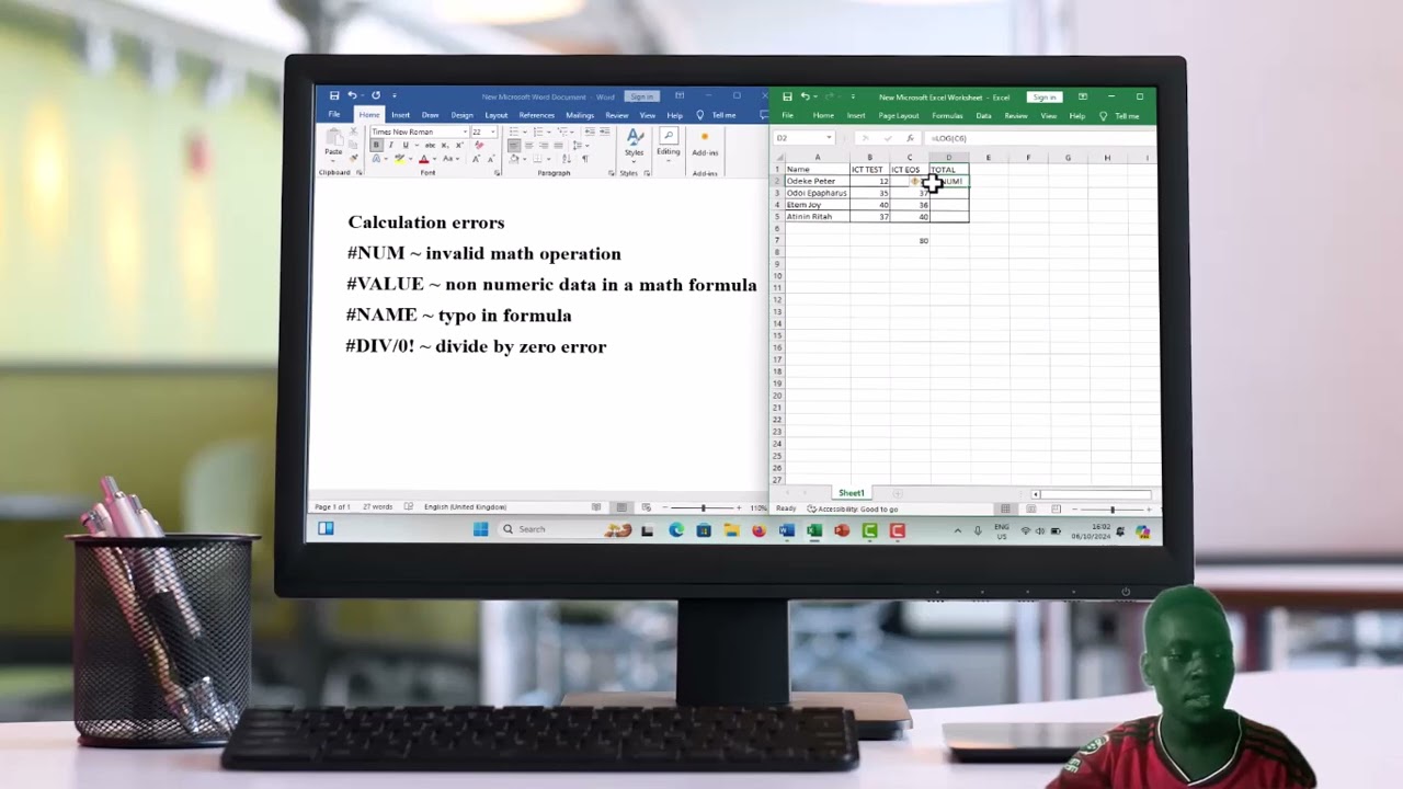 COMMON ERRORS IN MS EXCEL