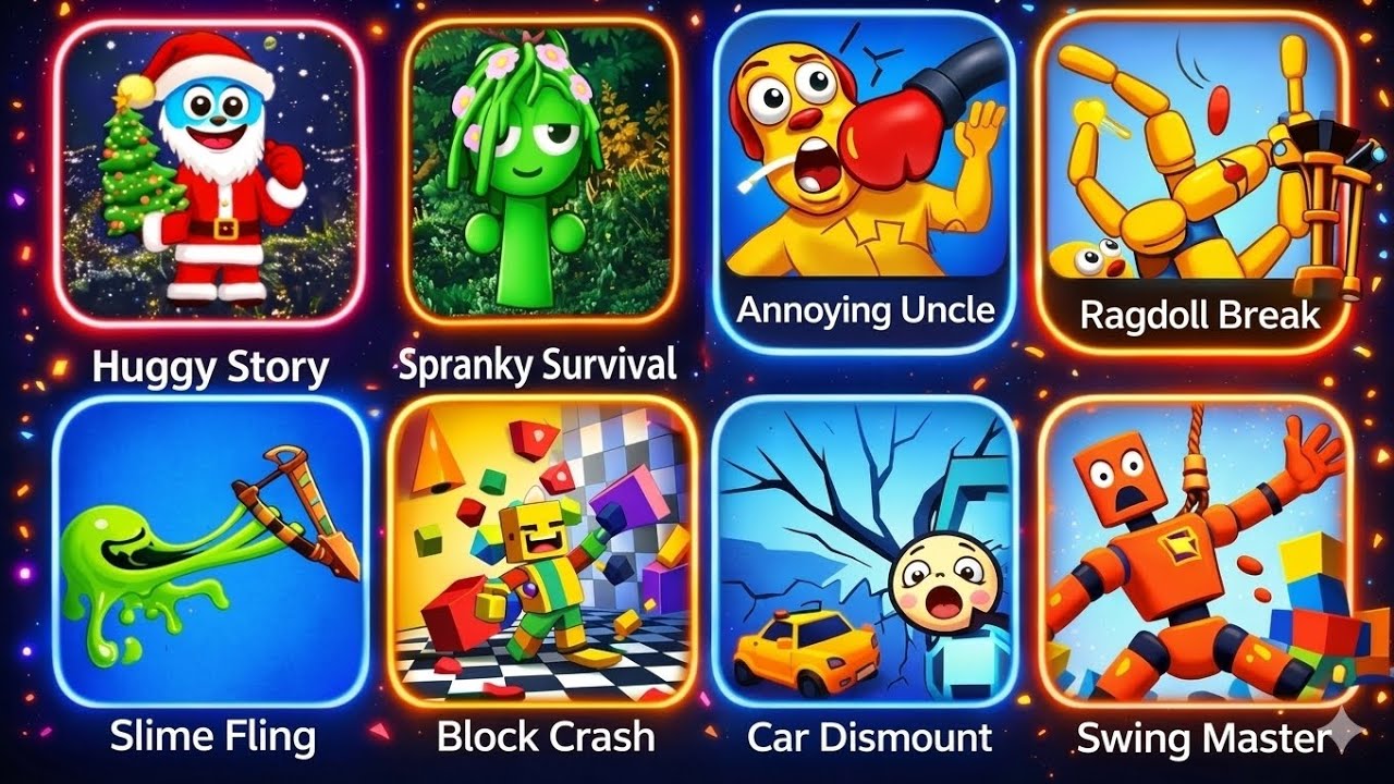 Minecraft,Bowmasters, ZombiesTsunami,Hcr 2,Granny,Stick WarLegacy,Scary Teacher 3D,Roblox, MarioRun
