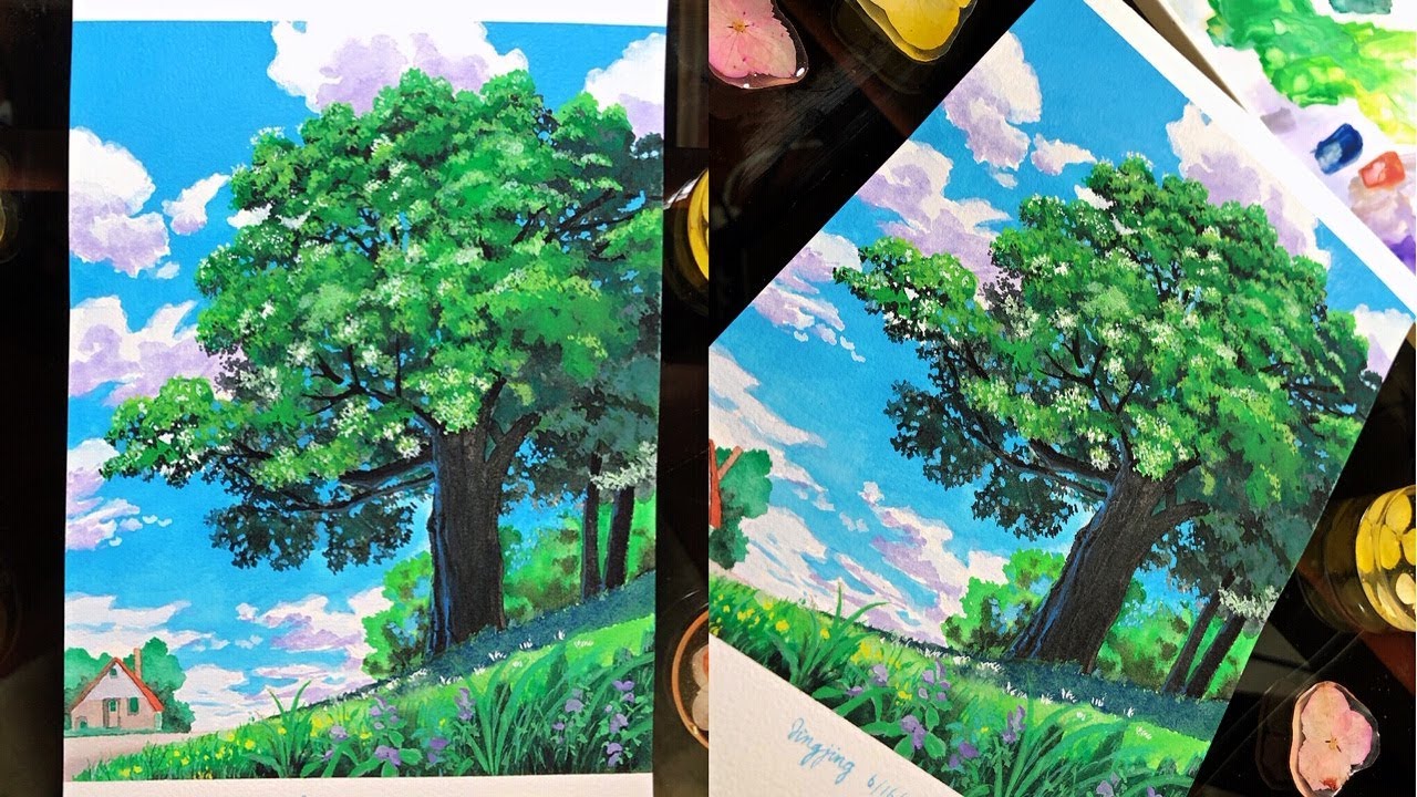 🌳 Painting Ghibli Background | Kiki’s Delivery Service