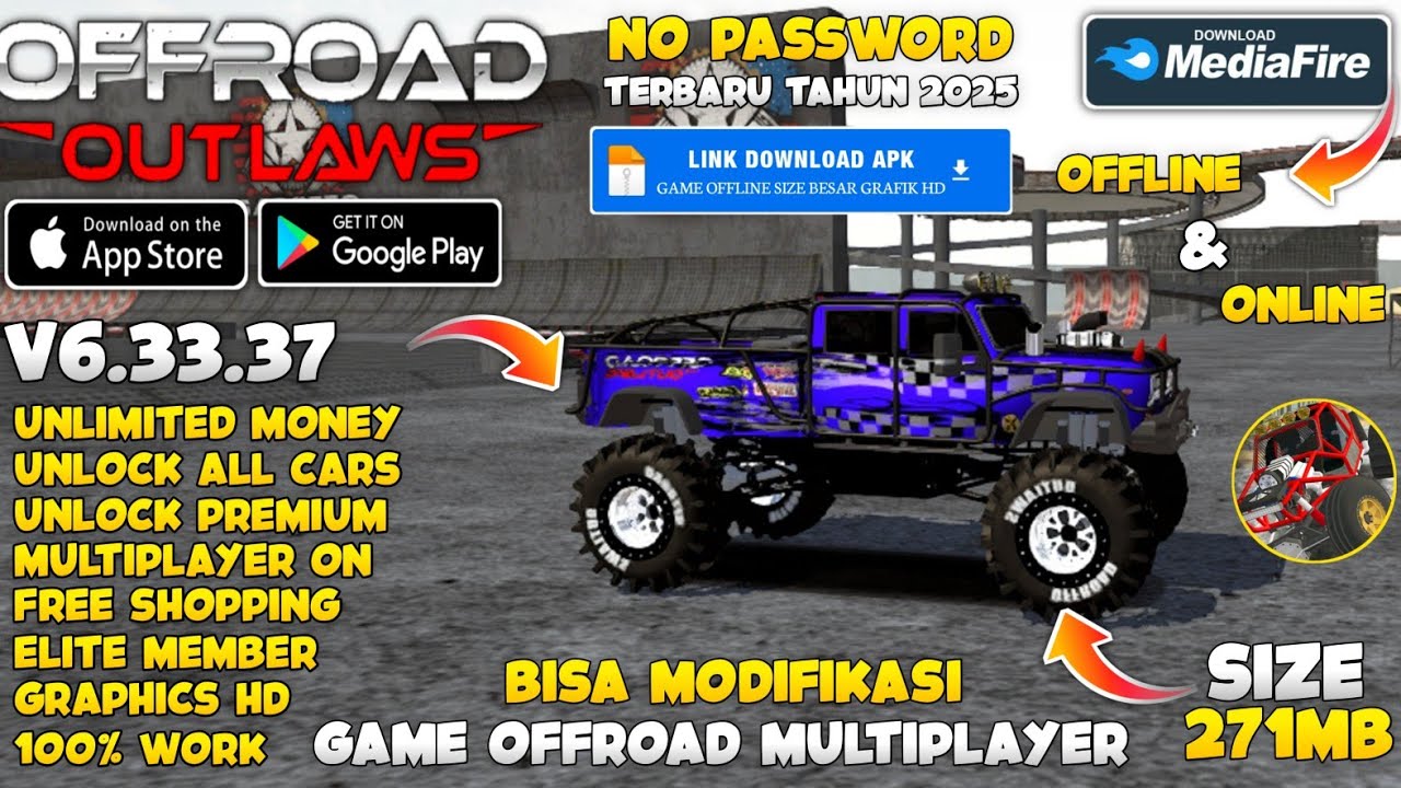 Offroad Outlaws Mod Apk Terbaru 2025 v6.33.37 - Unlock All Cars & Unlimited Money