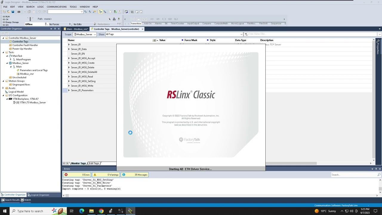 Studio 5000 ControlLogix  Modbus TCP server Setup