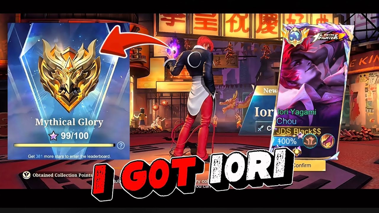Finally I got Lori Yagami and completed ranked 100 star by Chou K’ skin 😍😍 open event and play 