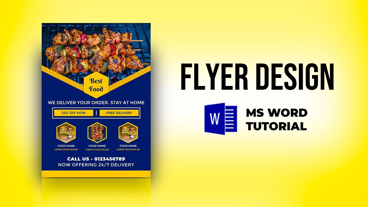 Food Flyer Design in MS Word | Print Ready Flyer Design in Microsoft Word