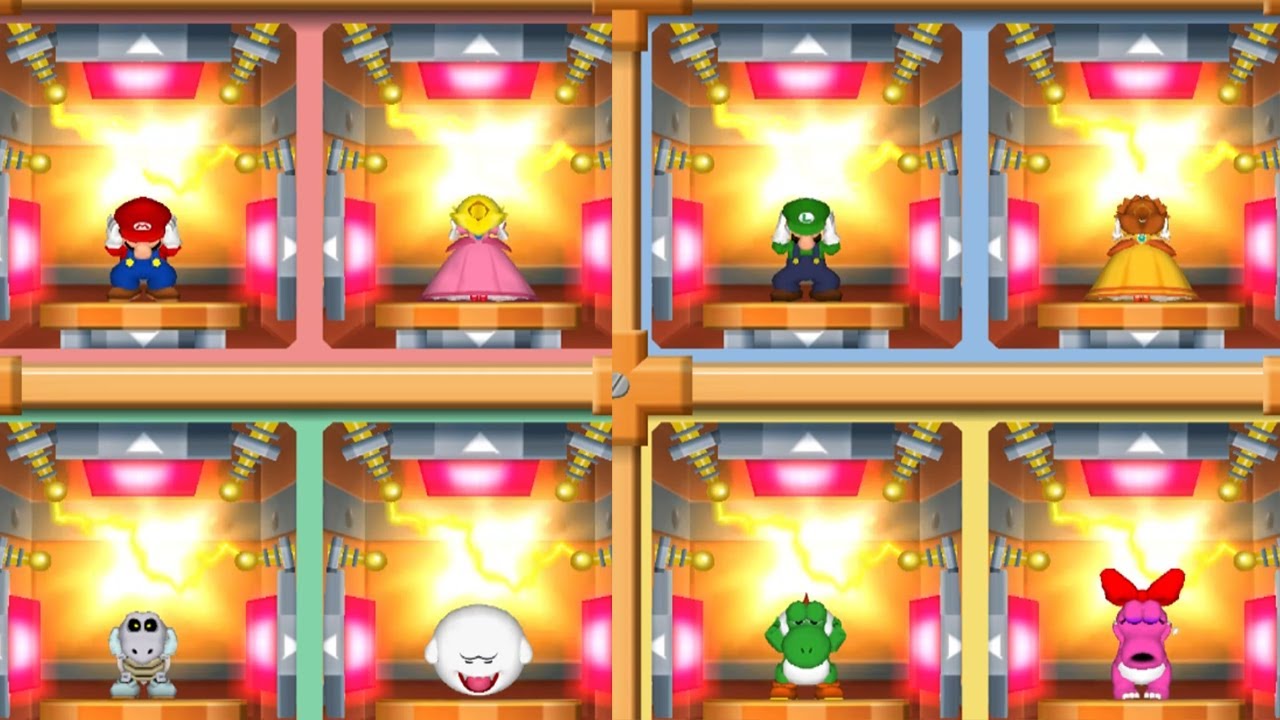 Mario Party 7 - 8 Player Ice Battle - Mario Peach Luigi Daisy Dry Bones Boo Yoshi Birdo