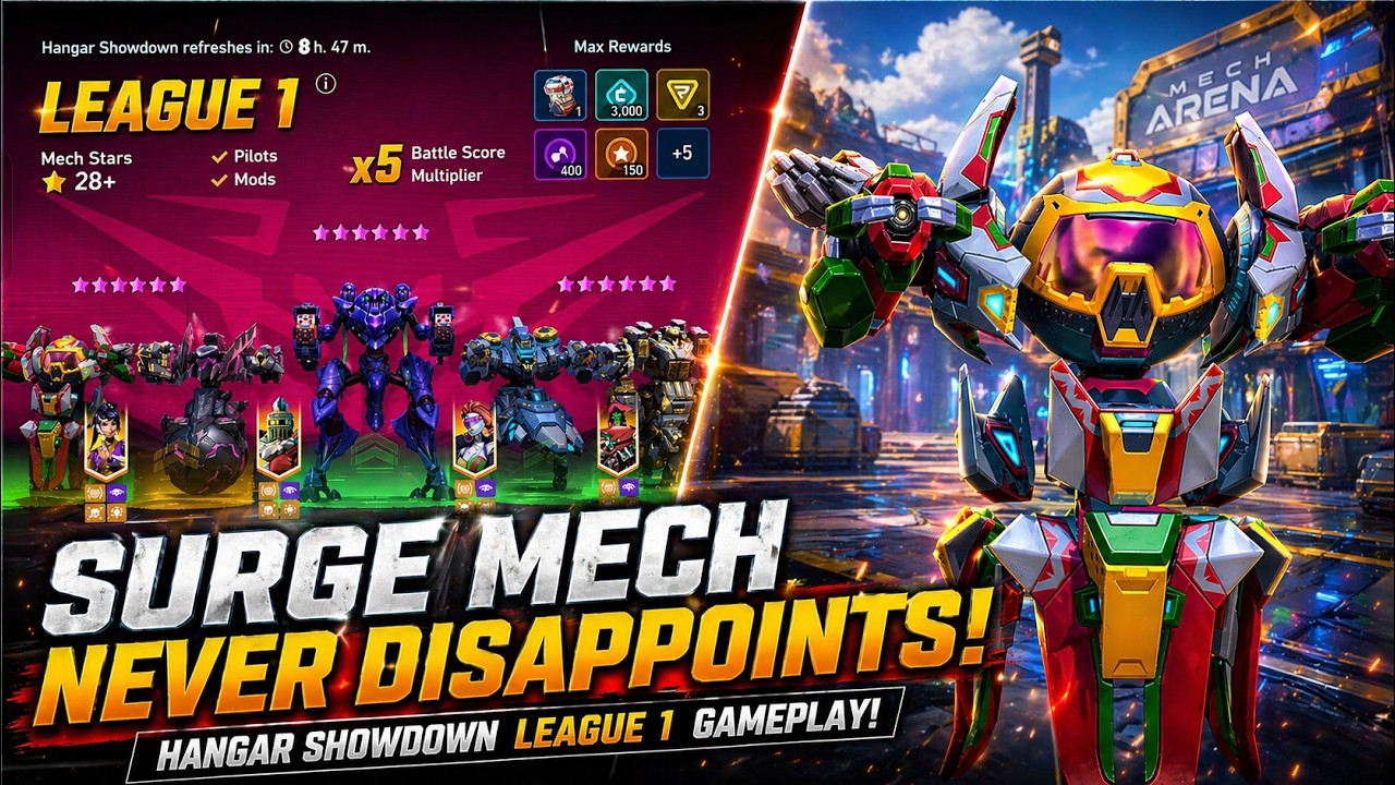 UNSTOPPABLE SURGE 😱🔥 WON EVERY MATCH IN LEAGUE 1 | HANGER SHOWDOWN | MECH ARENA