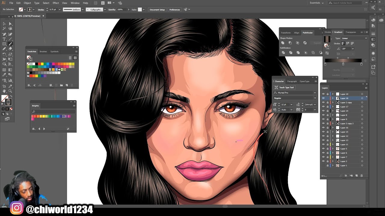 Как нарисовать себя в мультфильме! — Шаг за шагом Кайли Дженнер: ADOBE ILLUSTRATOR