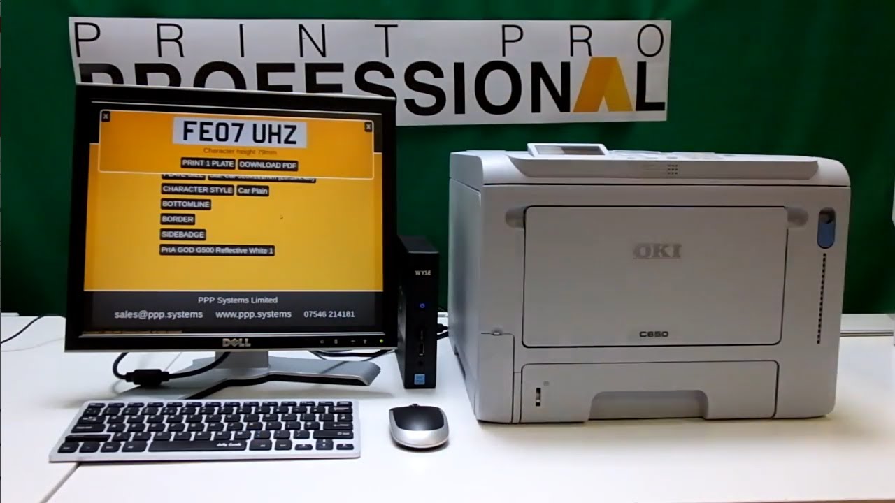 Number Plate Software - Screen, Keyboard, Mouse and OKI C650 printer