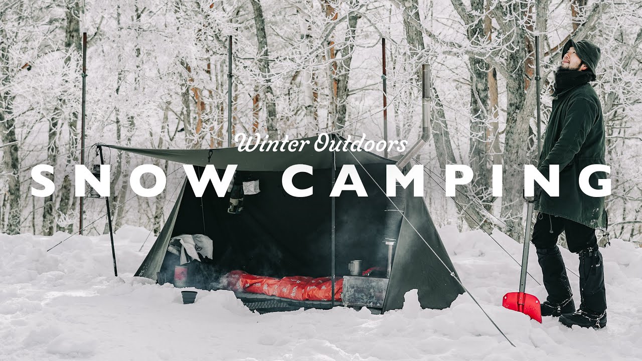 【冬ソロキャンプ】薪ストーブと雪中キャンプ：snow camping , GRIP SWANY , wood stove , solo overnight , Jeep wrangler