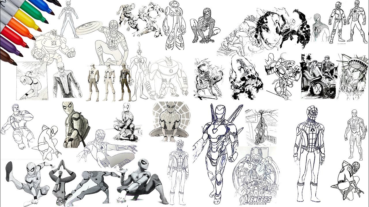 SuperHeroes | SPIDER-MAN, Iron-Man, Hulk Coloring Pages | SAILANY Coloring Kids