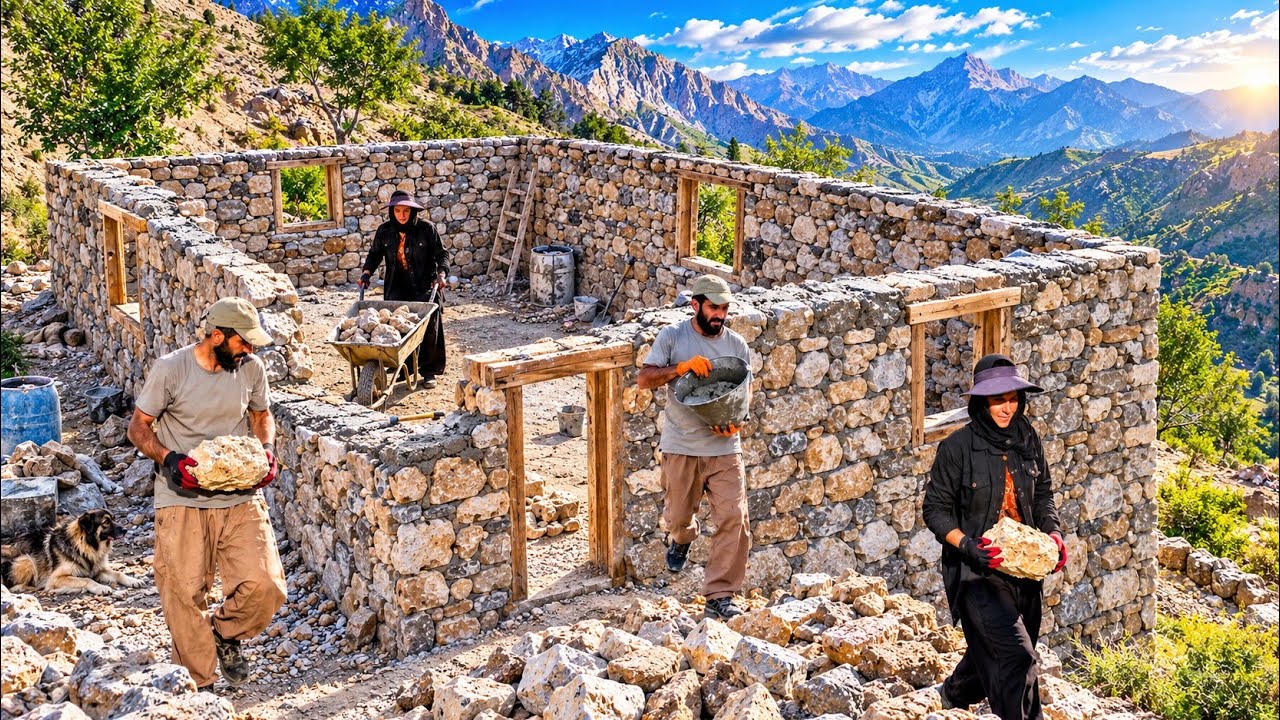 🏔️🔥Nomadic Life Iran|Building a Safe Home in the Zagros Mountains and Struggling to Survive❄️🪨