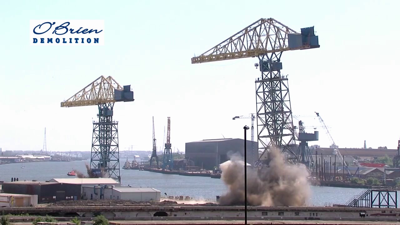 Hammer Head Crane Blasted - Swan Hunters - O'Brien Demolition