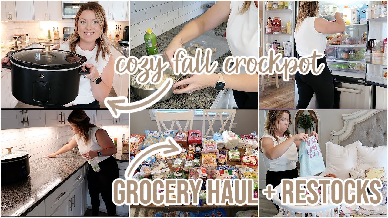 WEEKLY GROCERY HAUL + COZY FALL CROCKPOT MEAL | FRIDGE + PANTRY RESTOCK | DAY IN THE LIFE VLOG