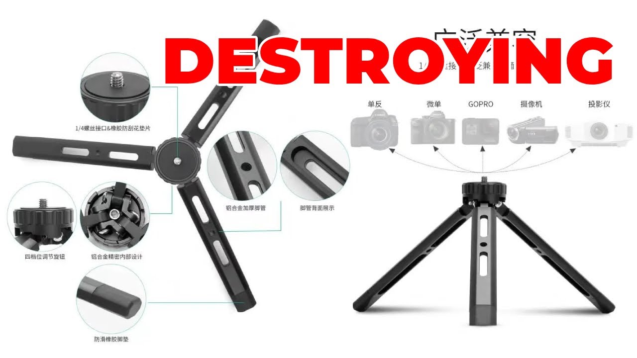 Photography Mini Metal Tripod Destroying