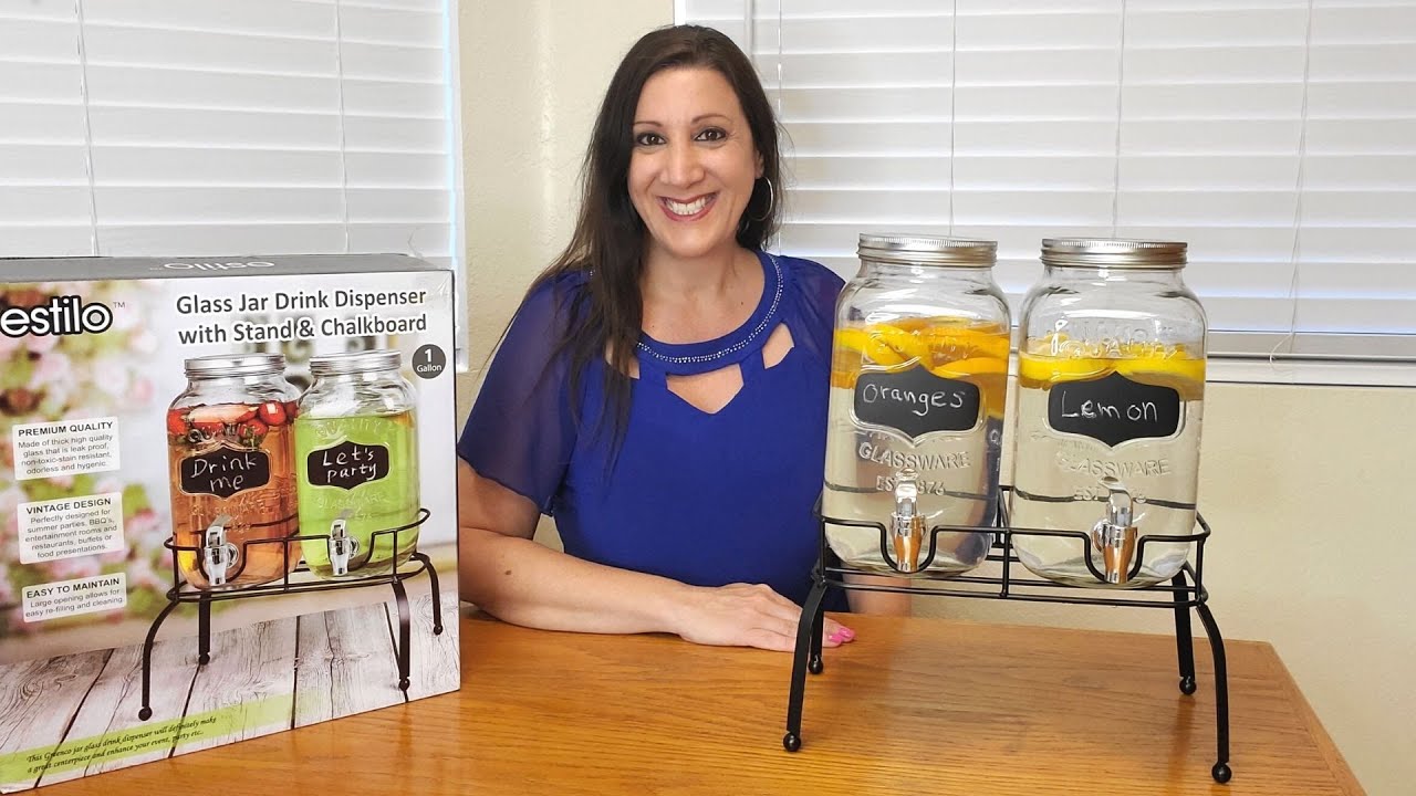 Beverage Dispenser - Double Mason Jar Drink Dispenser