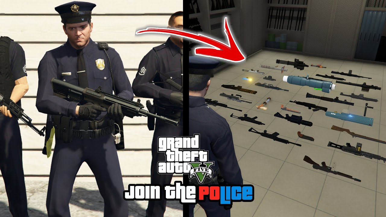 GTA 5 - How To Join the Police! (Police Uniform, Free Weapons & more)