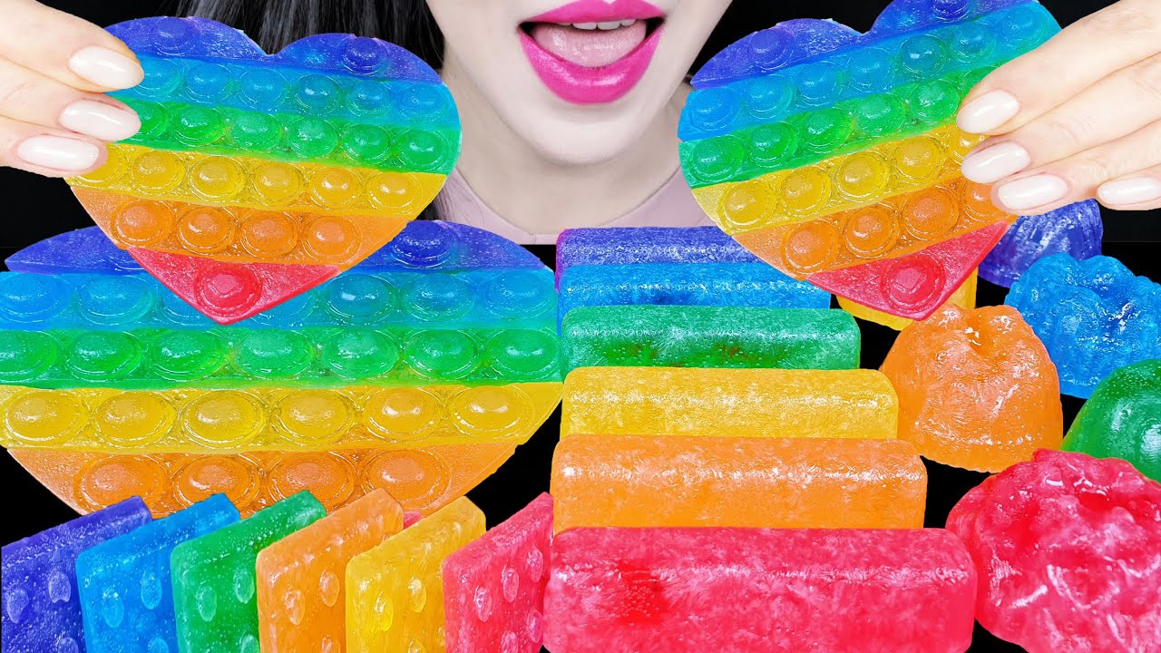 ASMR RAINBOW POP IT KOHAKUTO MUKBANG 무지개 팝잇 코하쿠토 먹방 EATING SOUNDS