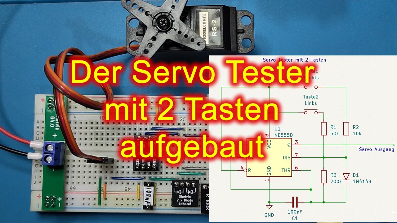 Der Servo Tester mit 2 Tasten und Timer aufgebaut und erklärt.