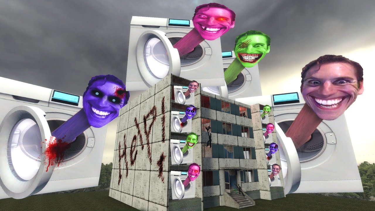 Tornado is coming to Haunted Apartment !! Giant Jerma Skibidi Washing Machine | Nextbot Chase GMOD