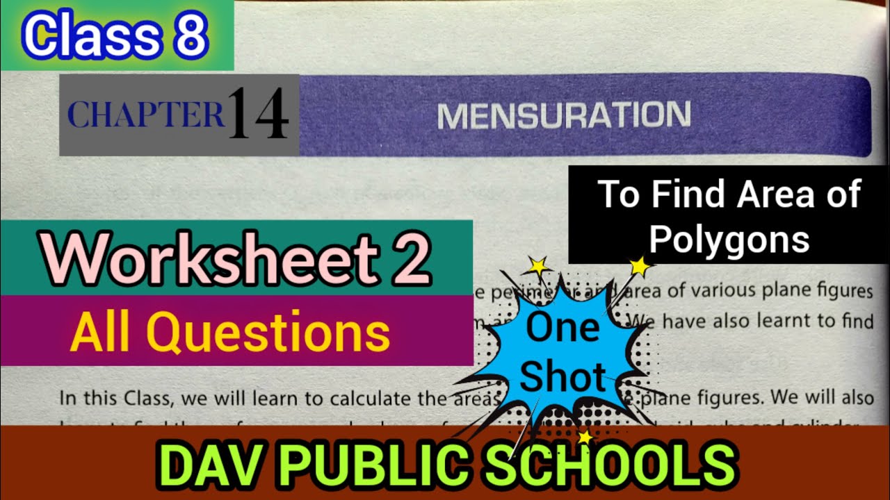 DAV class 8 maths chapter 14 Mensuration worksheet 2 - All Questions Solved