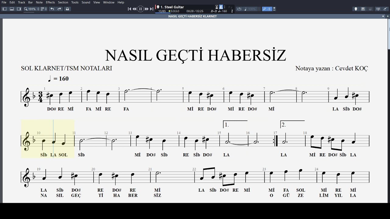 NASIL GEÇTİ HABERSİZ O GÜZELİM YILLARIM NOTA
