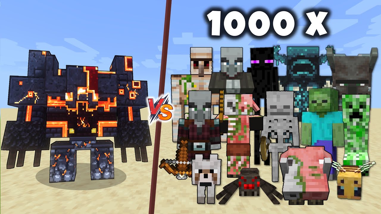 NETHERITE MONSTROSITY vs Minecraft Mobs x1000 - Netherite Monstrosity vs Mobs Army