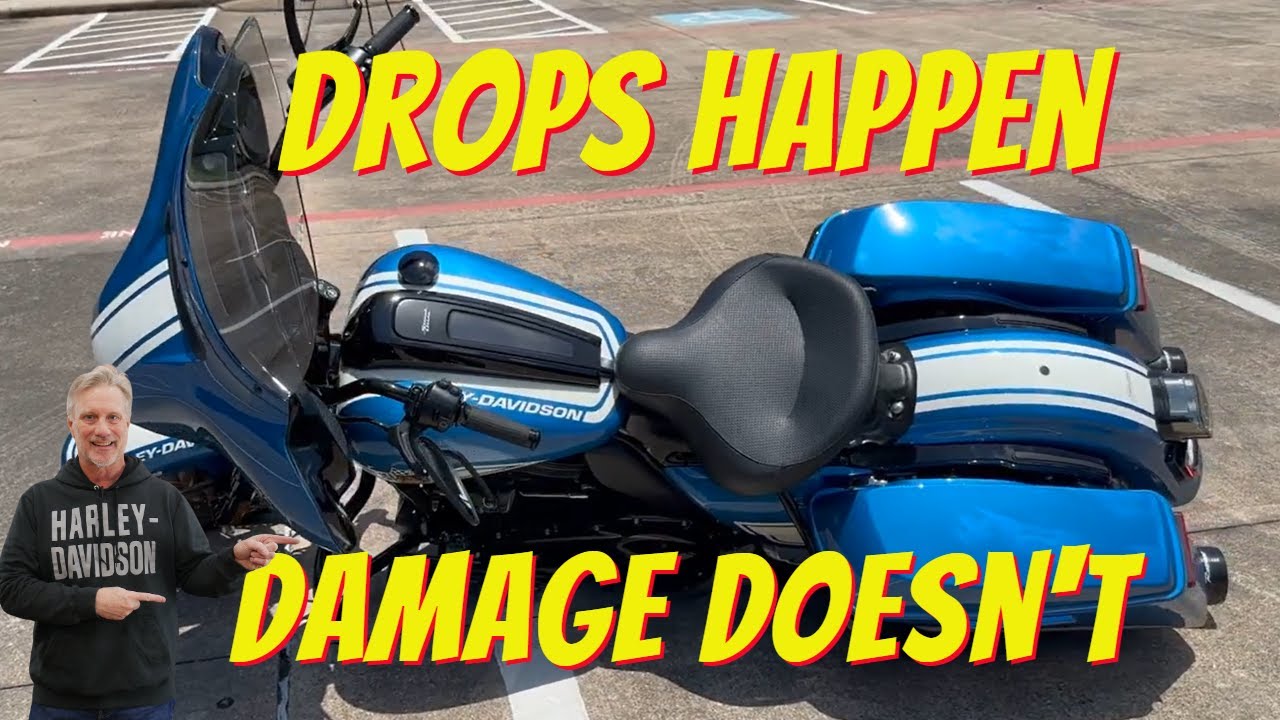 Harley Davidson упал без единой царапины! Защита мотоцикла спасла положение!