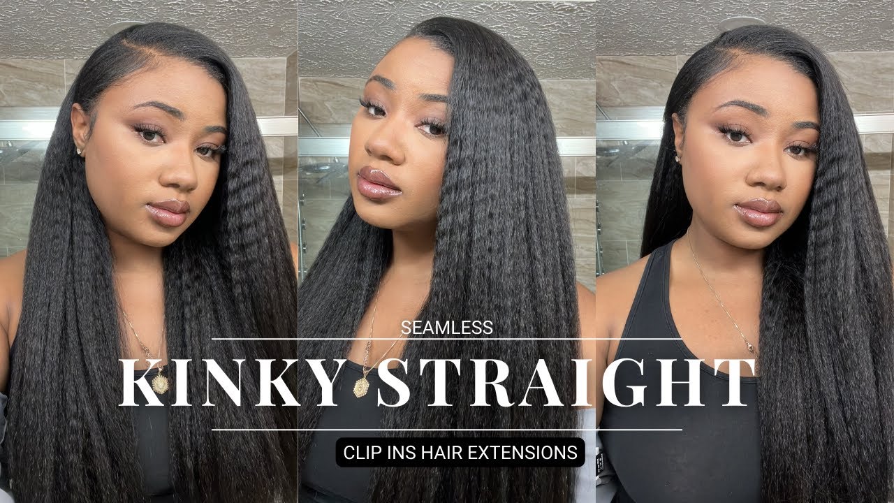 SO NATURAL! | How to Install Kinky Straight Clip In Hair Extensions ( With Braids)| Curls Queen