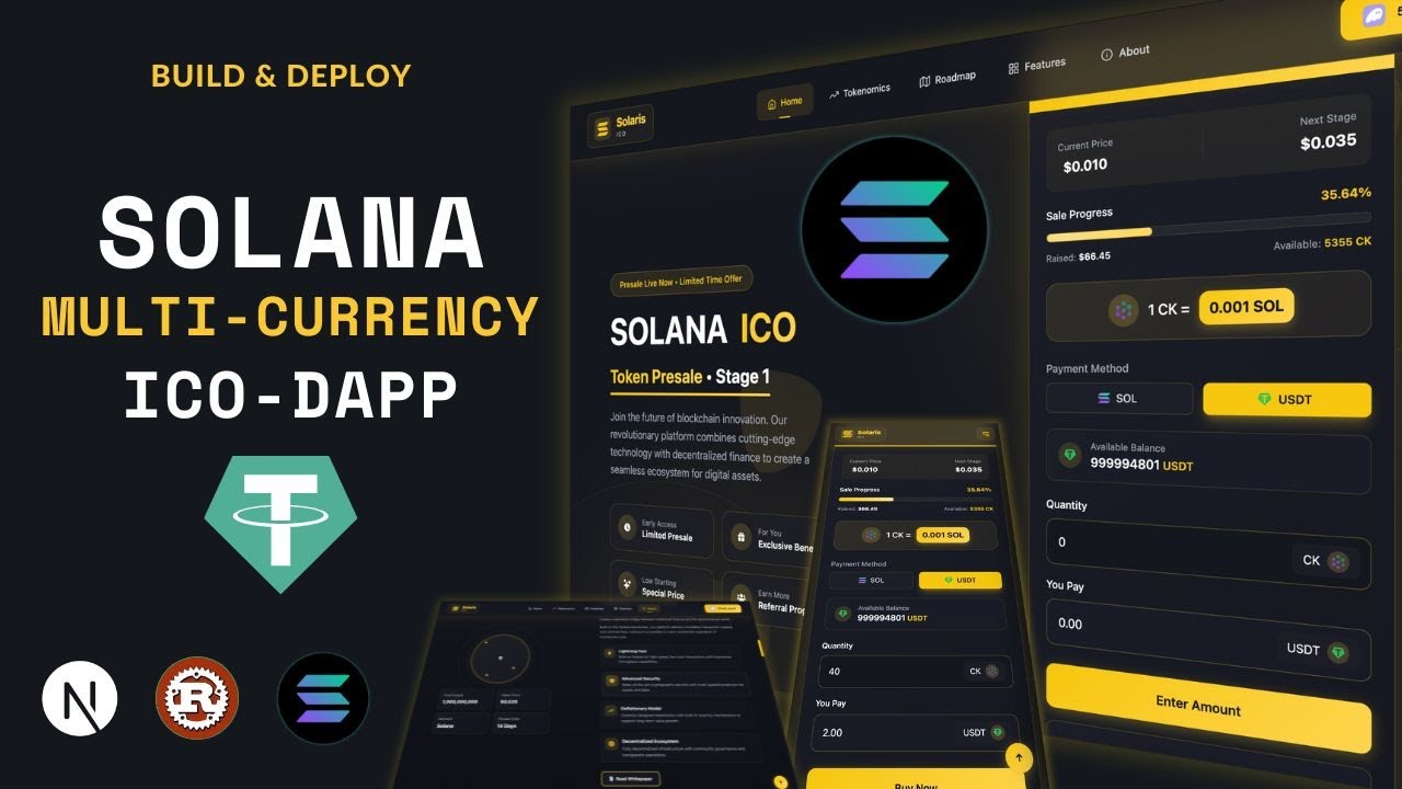 Создайте и разверните мультивалютное ICO-приложение Solana DApp | Принимайте платежи в USDT и SOL...