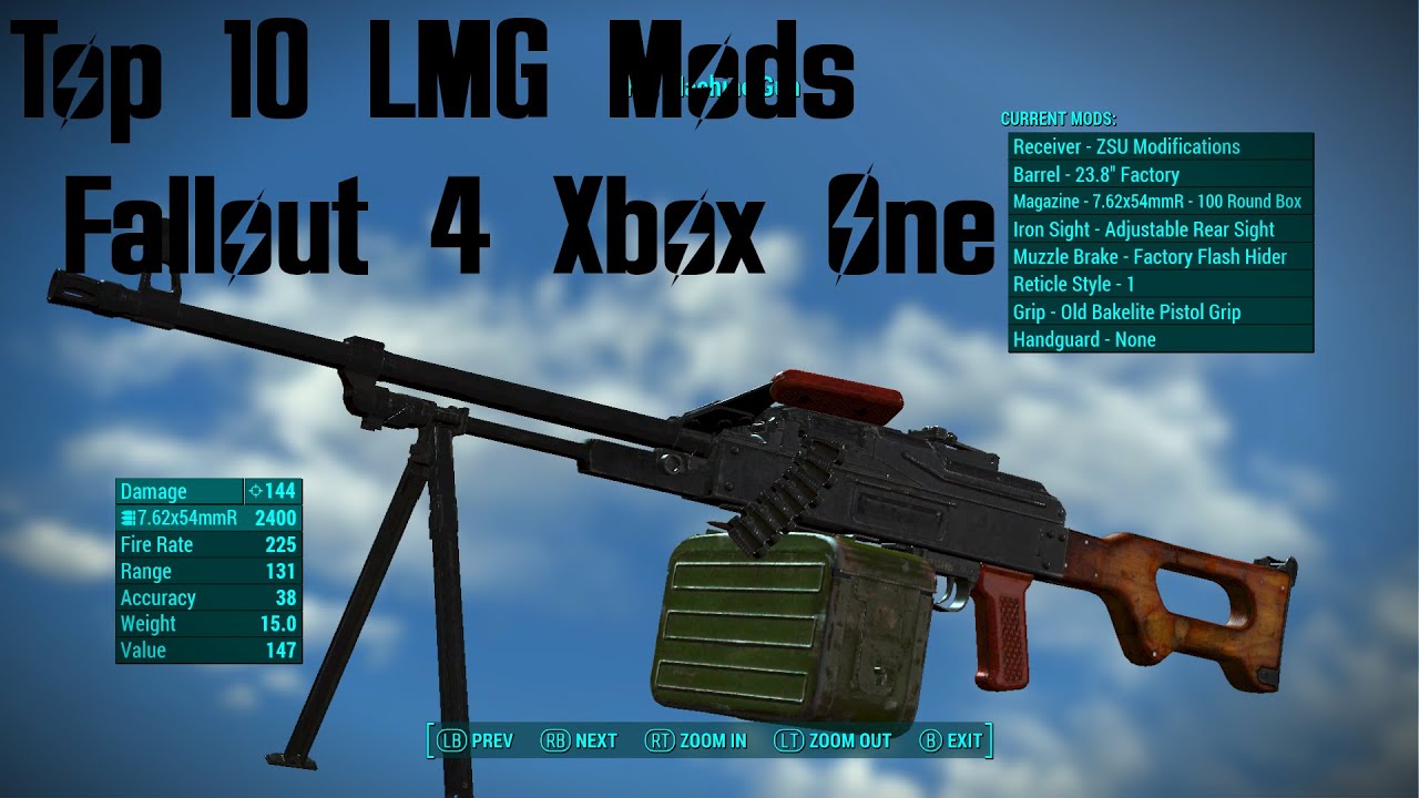 Top 10 Light Machine Gun (LMG) Mods Fallout 4 Xbox One Mods (XB1) #Fallout4 #Fallout4Mods #Top10Mods