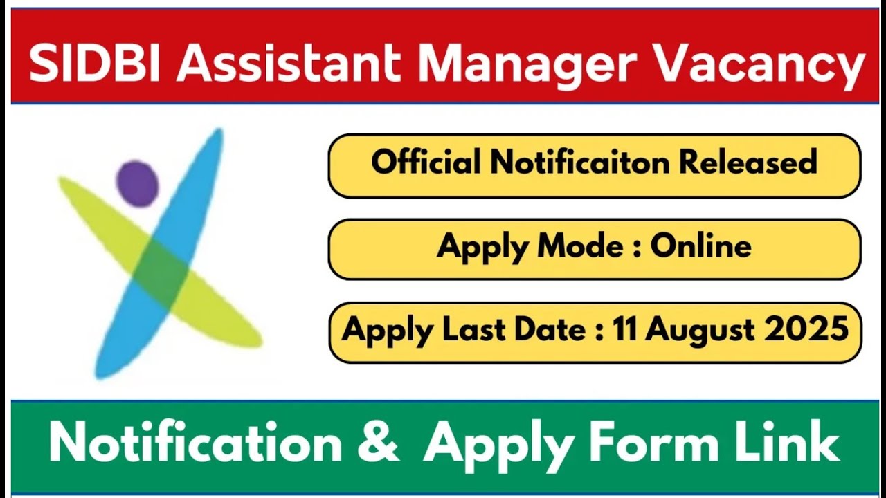 SIDBI Assistant Manager Recruitment #2025 | Apply Online for 76 Grade A & B #like #subscribe #india