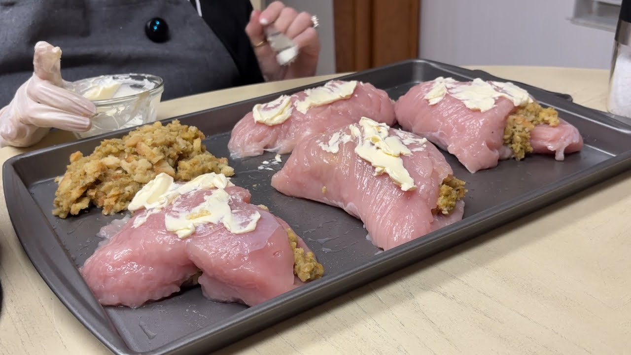 Stuffed turkey tenderloin dinner #trending 