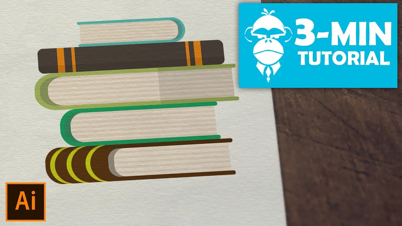 Flat Design Books Tower - Illustrator Tutorial