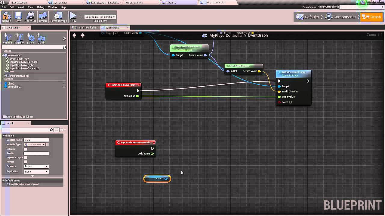 UE4 tutorial: Control two characters with one player part2