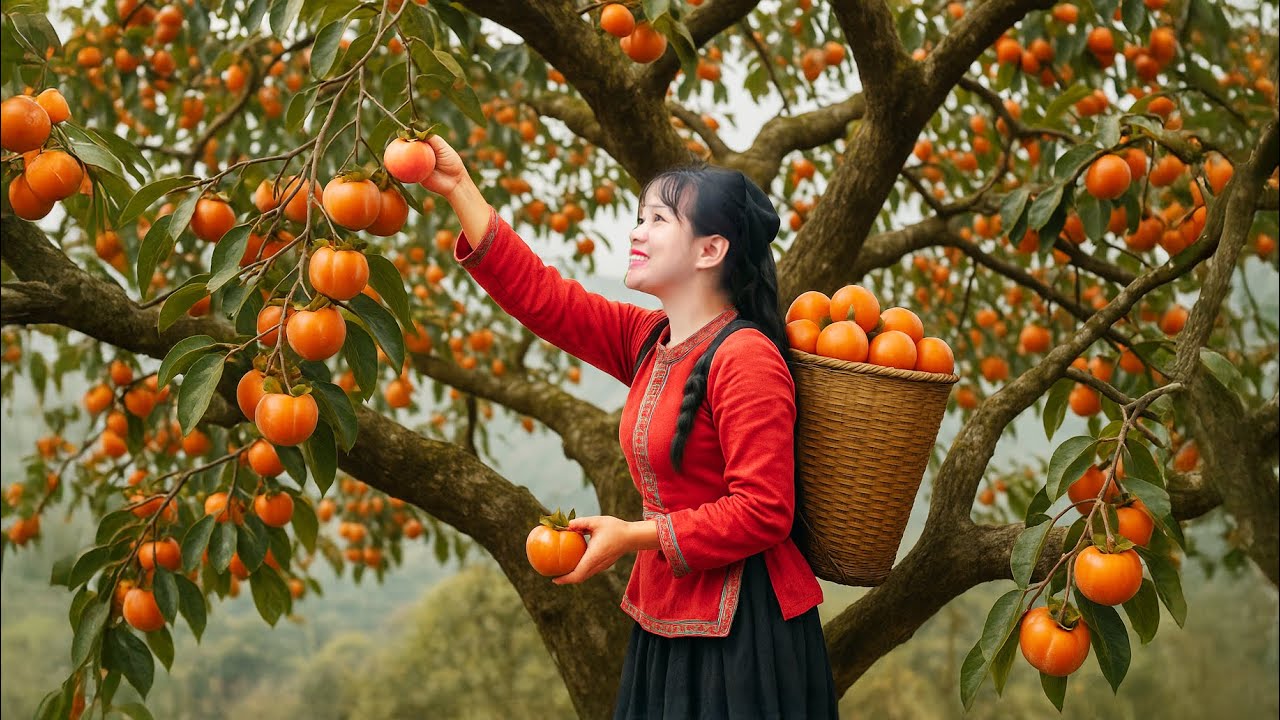 Selective Harvesting Lots of Persimmon Fruit on High to Sell At Outdoor Market | Luyến Harvest Life