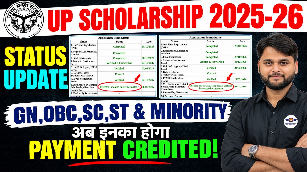 UP Scholarship 2025-26 Application Status Big Update | UP Scholarship 2025-26 Payment Status Update