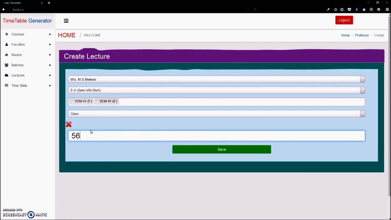 Automatic Time Table Generator