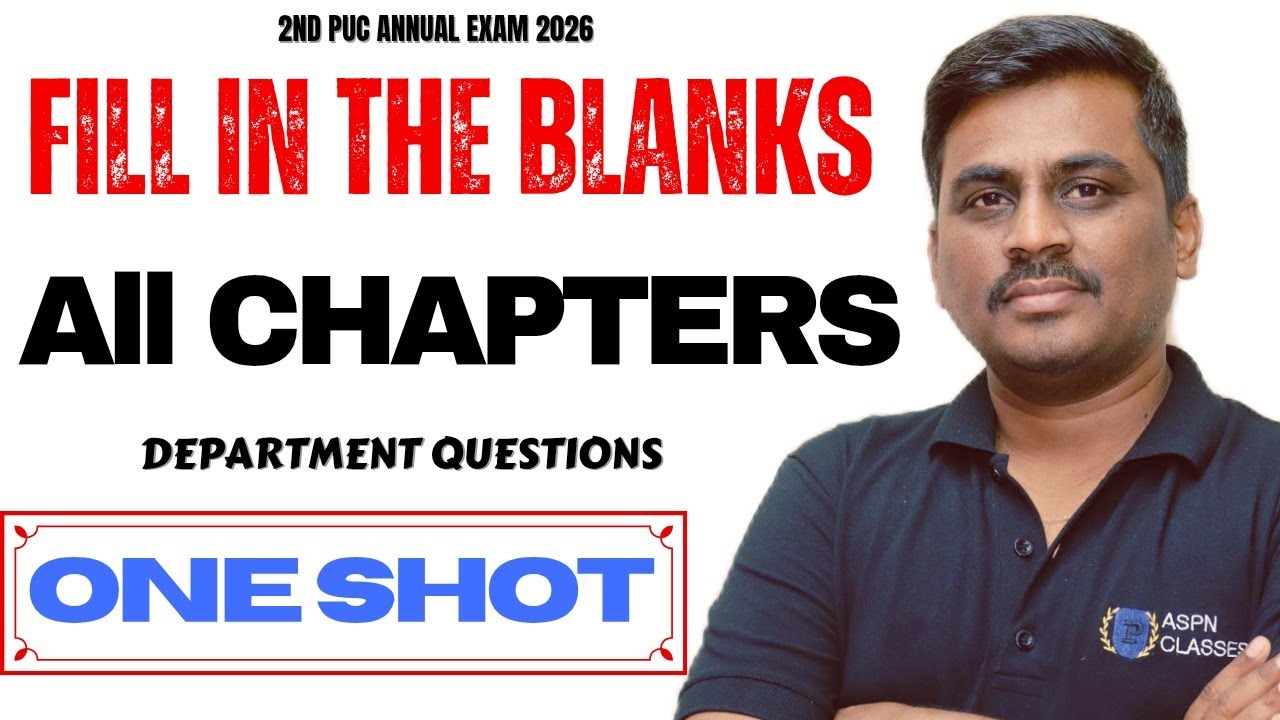 Mathematics Fill in the blanks all questions for 2nd PUC annual exam 2026
