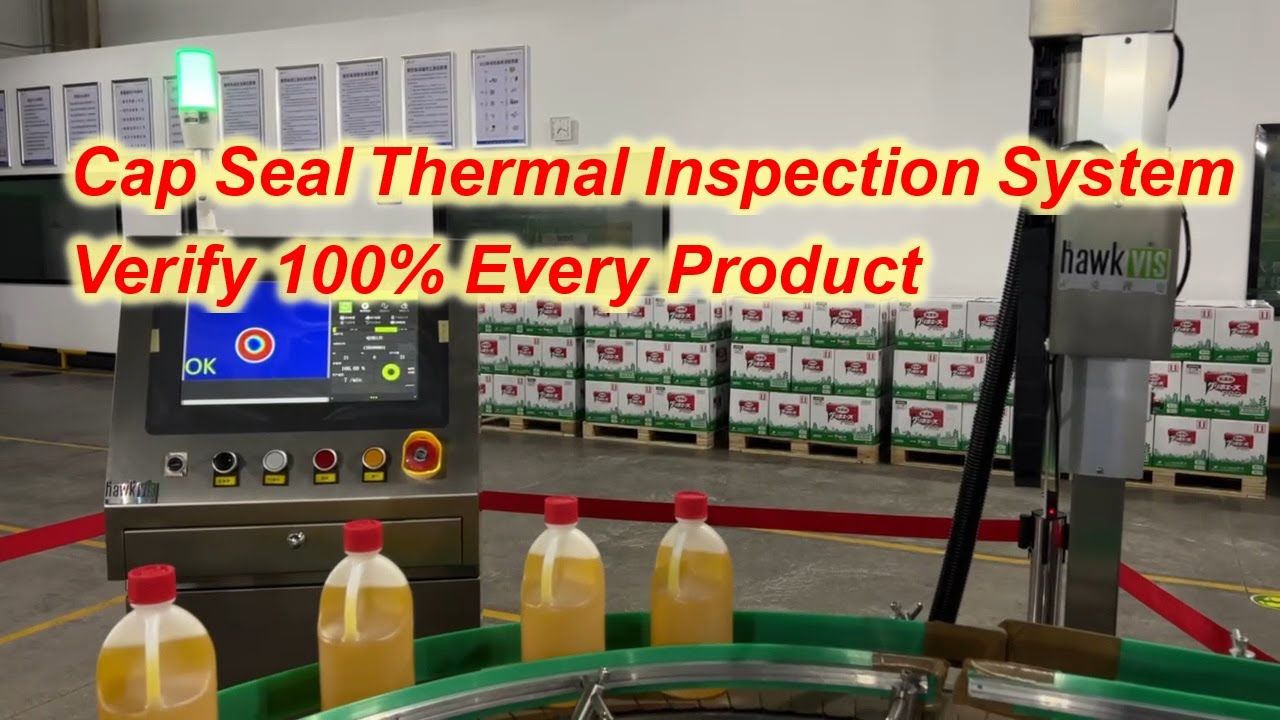 Hawkvis Thermal Cap Seal Inspection System working with Pesticides Bottles for Japan Market