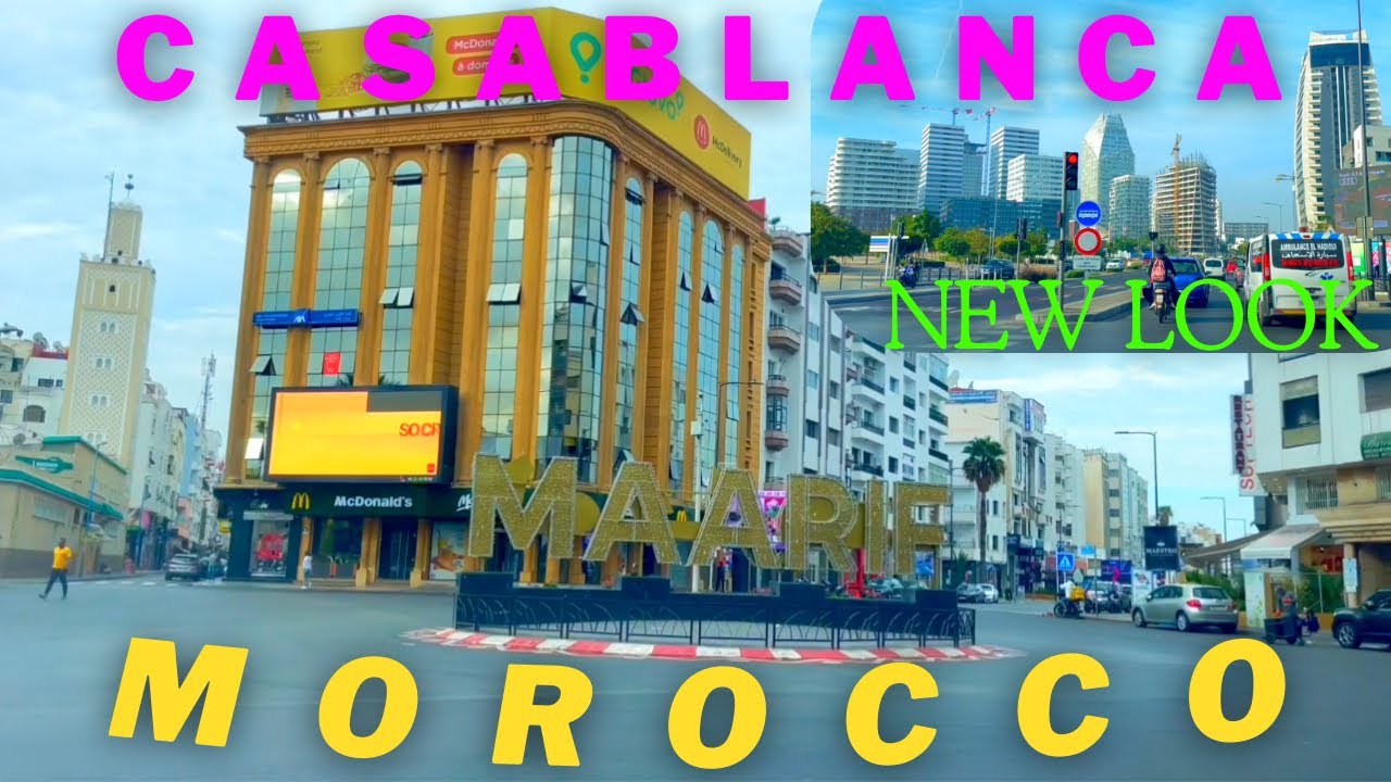 The city of Casablanca in a new look the economic capital of Morocco Driving downtown person walking