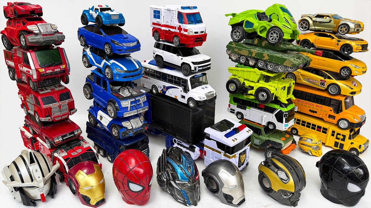 100+Transformers Carbot Tobot Transformation Challenge:Bumblebee, Fire Truck, Police, Constructicons