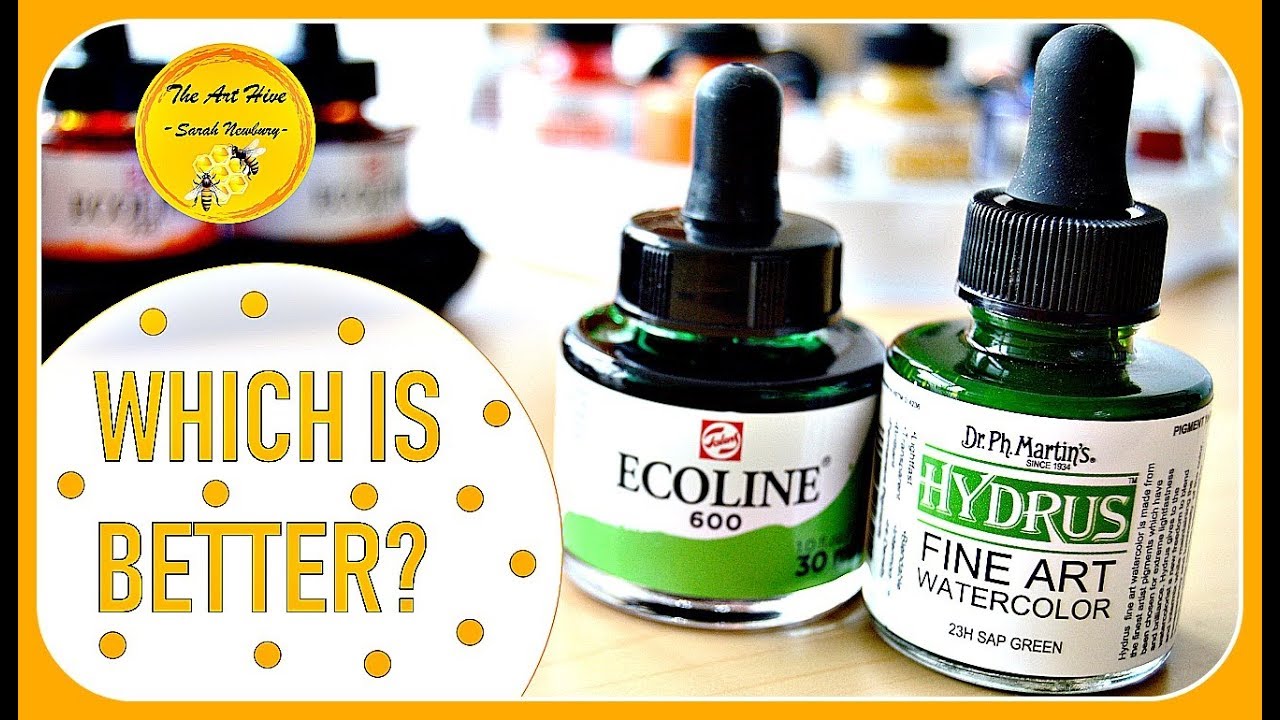ECOLINE vs. DR. PH. MARTIN's HYDRUS LIQUID WATERCOLOURS- comparison & review- Which is BEST? (2018)