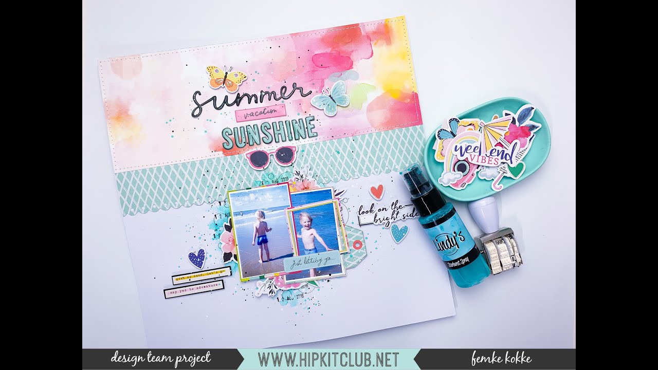 Mixed Media Scrapbooking layout for Hip Kit Club - Main kit March 2019