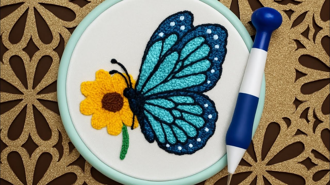 ✨ Punch Needle Butterfly Embroidery | Stunning DIY Wall Art Tutorial