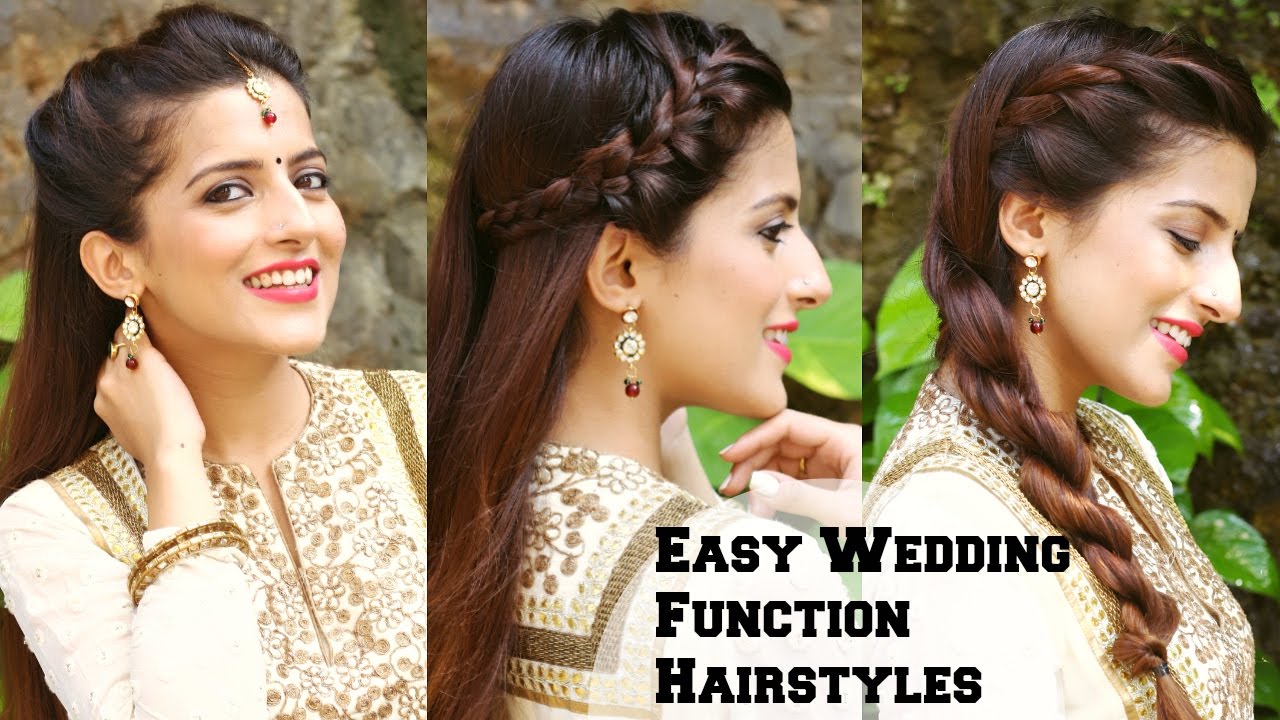 3 EASY Hairstyles For Indian Wedding Occasions For Medium Hair  / Indian Party Heatless Hairstyles