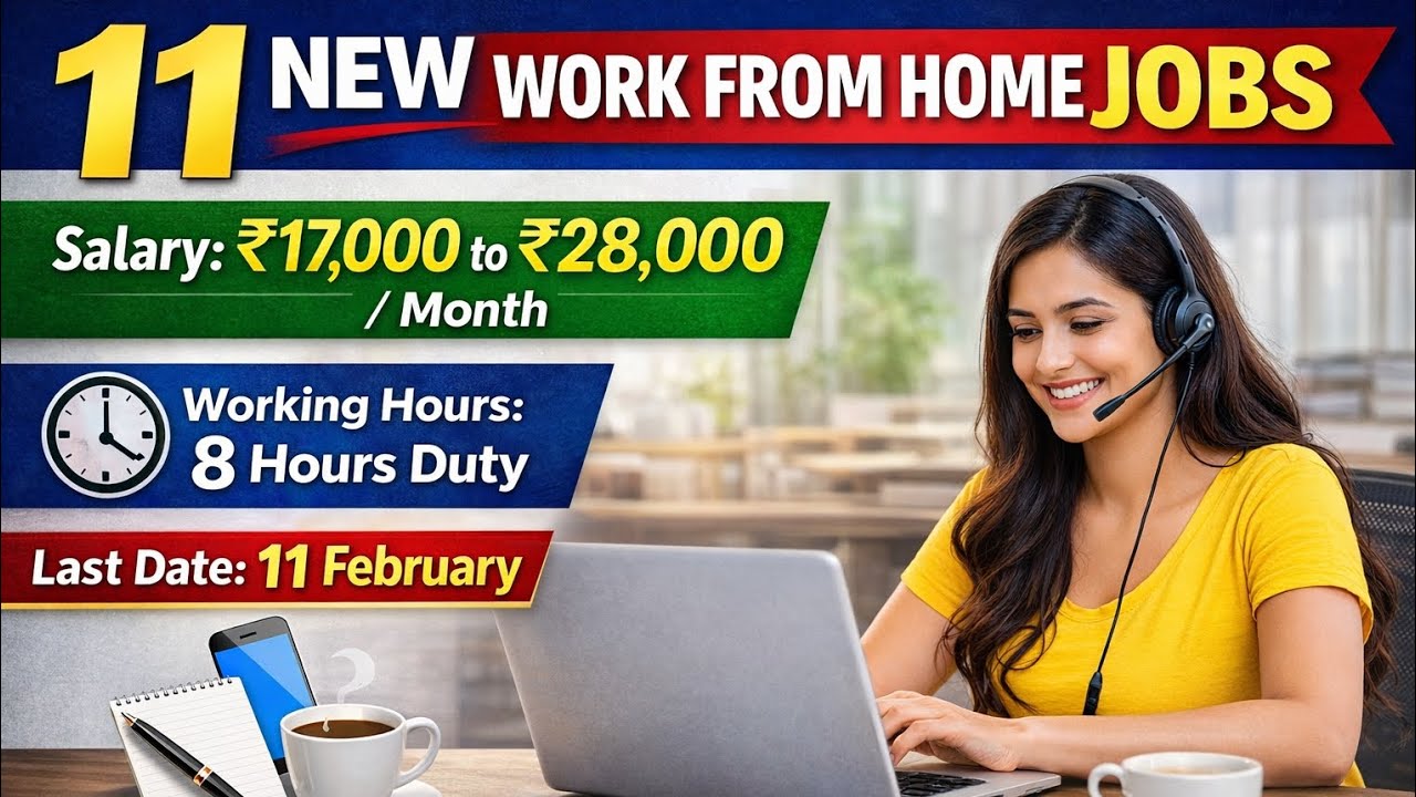 11 New Work From Home Jobs | ₹17,000–₹28,000 Salary | 8 Hours Duty | Apply Before 11 February
